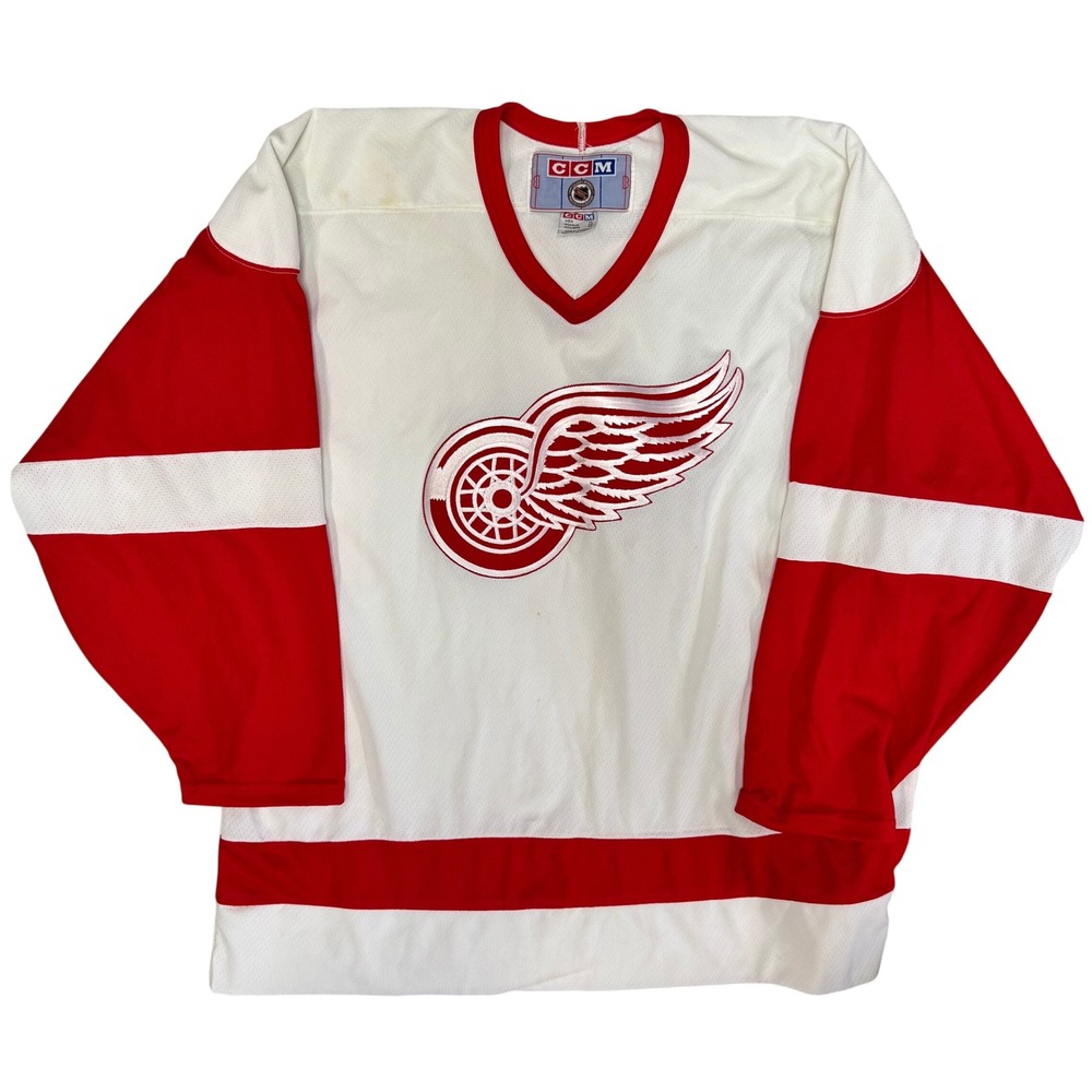 Vintage CCM Detroit Red Wings Jersey Mens XL White Red NHL Hockey Stitched